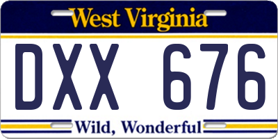 WV license plate DXX676
