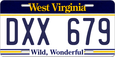 WV license plate DXX679