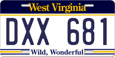 WV license plate DXX681