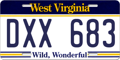 WV license plate DXX683