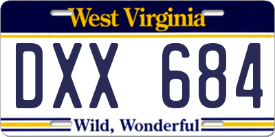 WV license plate DXX684