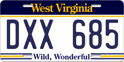 WV license plate DXX685