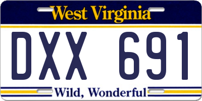 WV license plate DXX691
