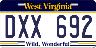 WV license plate DXX692