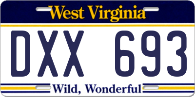 WV license plate DXX693