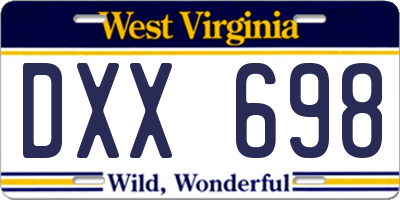 WV license plate DXX698