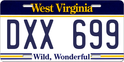 WV license plate DXX699