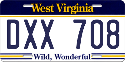 WV license plate DXX708