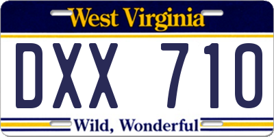 WV license plate DXX710