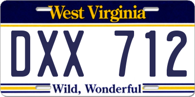 WV license plate DXX712