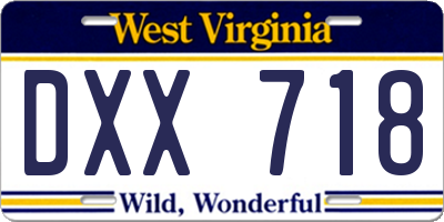 WV license plate DXX718