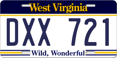 WV license plate DXX721