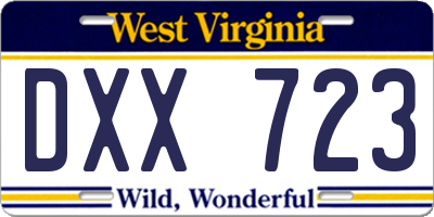 WV license plate DXX723