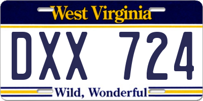 WV license plate DXX724