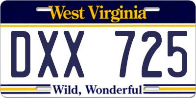 WV license plate DXX725