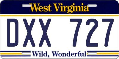 WV license plate DXX727