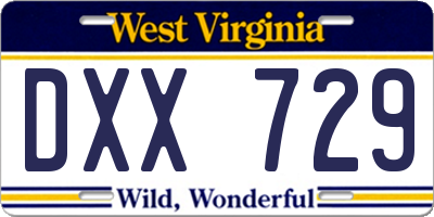 WV license plate DXX729