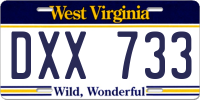 WV license plate DXX733