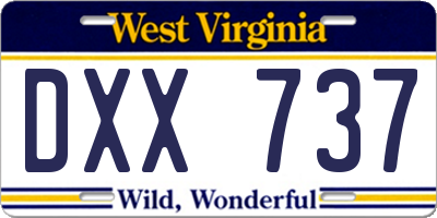 WV license plate DXX737