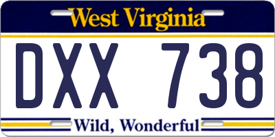 WV license plate DXX738