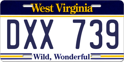 WV license plate DXX739