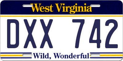 WV license plate DXX742