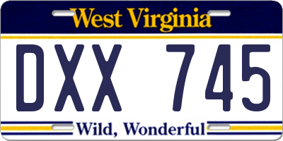 WV license plate DXX745