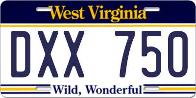 WV license plate DXX750