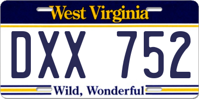 WV license plate DXX752