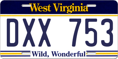 WV license plate DXX753