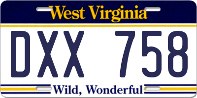 WV license plate DXX758