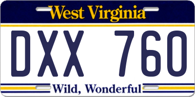 WV license plate DXX760