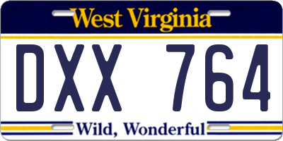 WV license plate DXX764