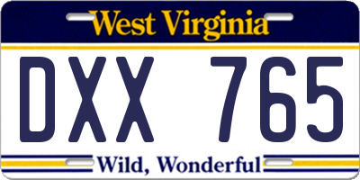 WV license plate DXX765