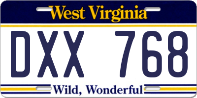 WV license plate DXX768