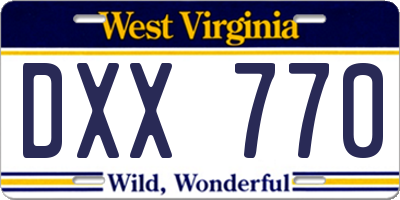 WV license plate DXX770