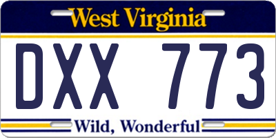 WV license plate DXX773