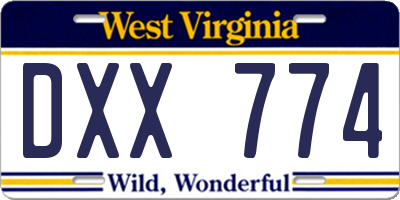 WV license plate DXX774