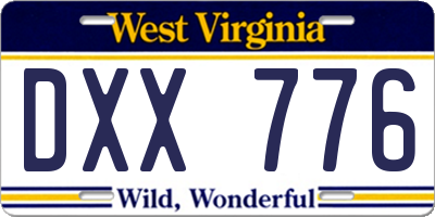 WV license plate DXX776