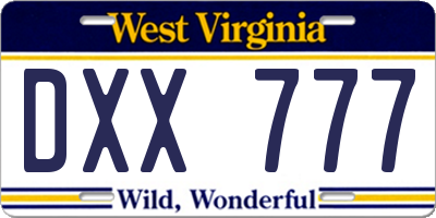 WV license plate DXX777