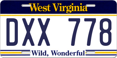 WV license plate DXX778