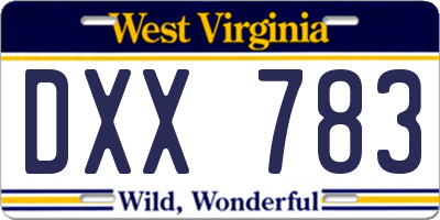 WV license plate DXX783
