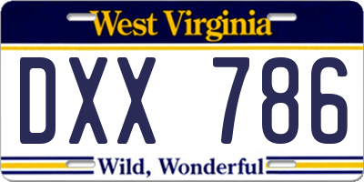 WV license plate DXX786