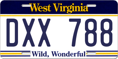 WV license plate DXX788