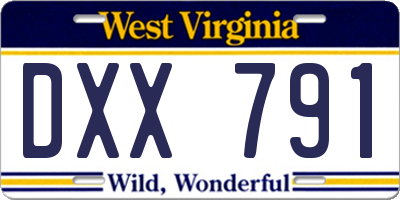 WV license plate DXX791