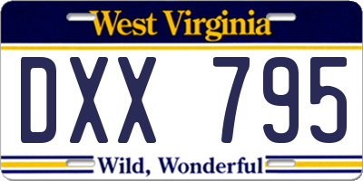 WV license plate DXX795
