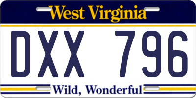 WV license plate DXX796