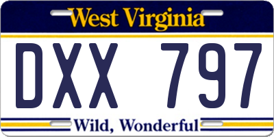 WV license plate DXX797