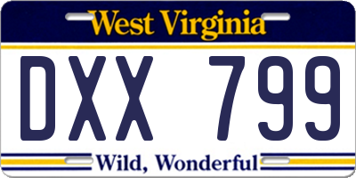 WV license plate DXX799