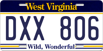 WV license plate DXX806